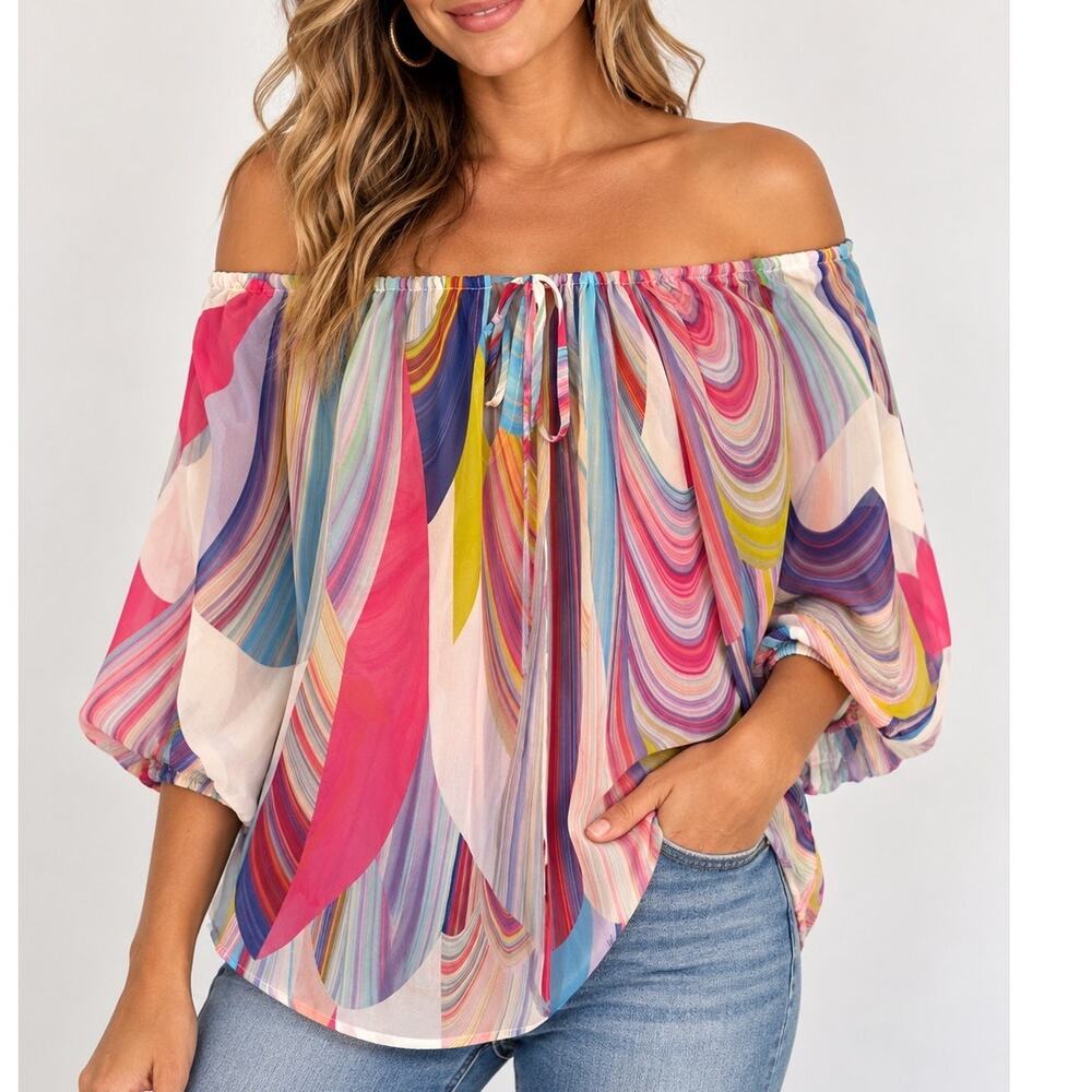 Trina Turk Amaris Rainbow Swirl Top